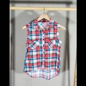 Plaid Button-up Crop Top